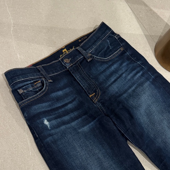 7 For All Mankind Dark Riverside Drive Ankle Distressed Skinny Jeans 26 - Picture 5 of 9